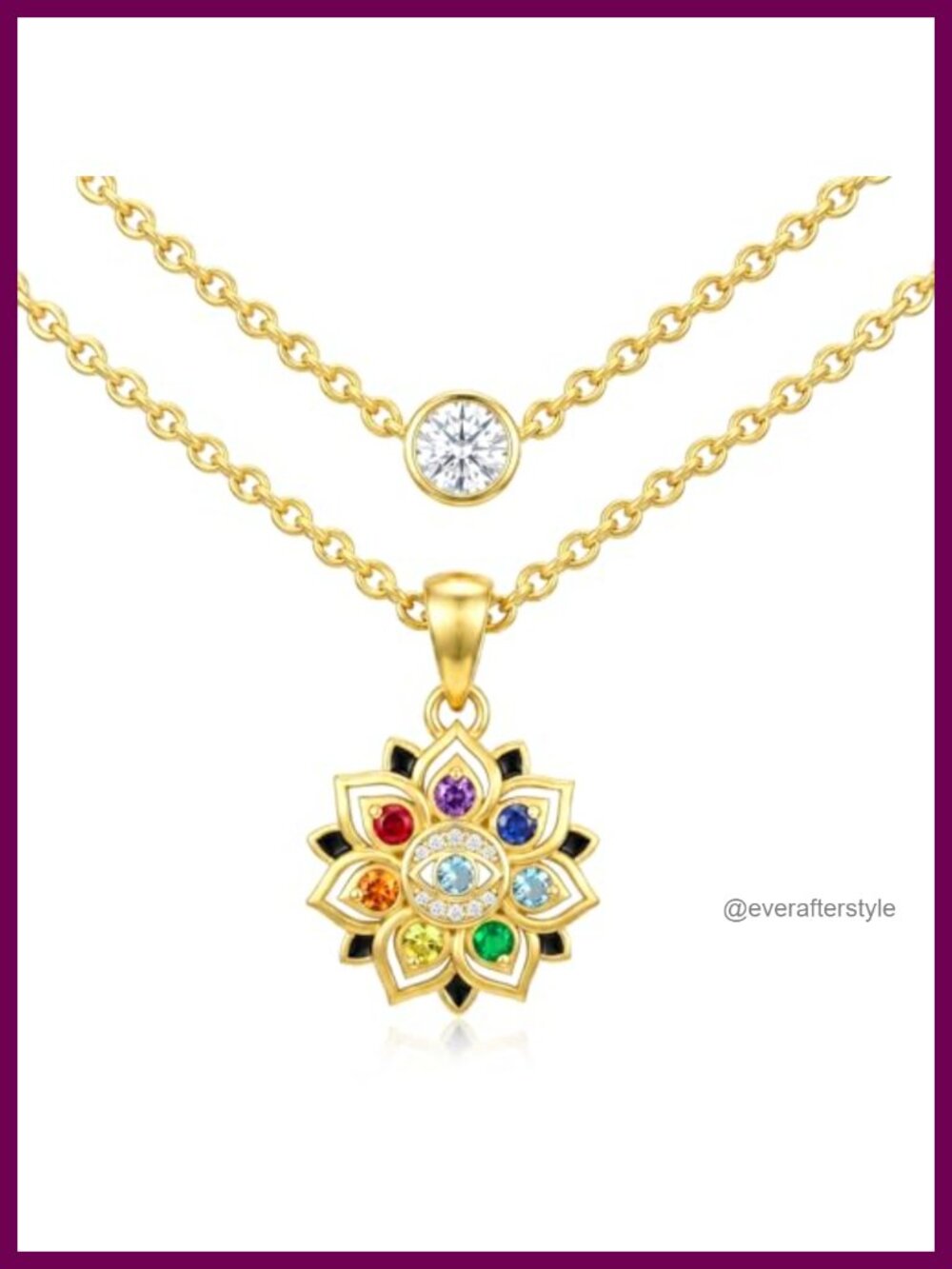 14K Gold Layered Lotus Chakra Necklace for Women Spiritual Pendant
